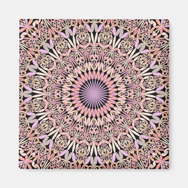Rosa Mandala snyggt Magnet (Framsidan)