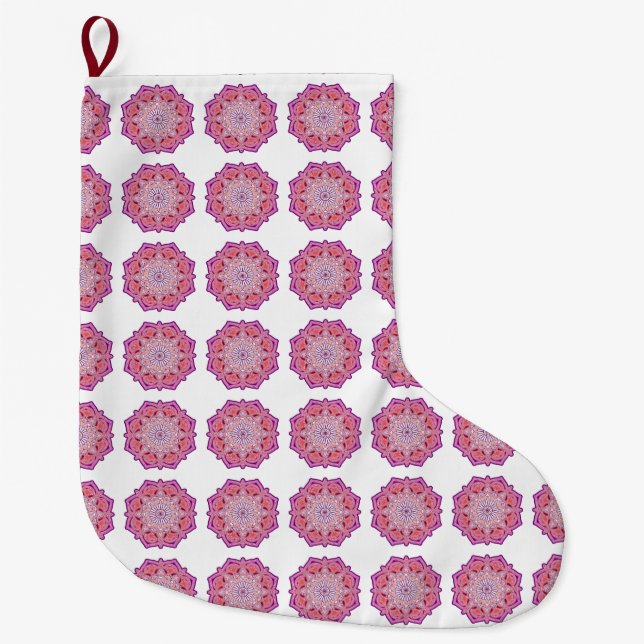Rosa mandala stor julstrumpa (Framsidan)