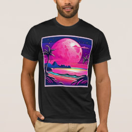 Rosa Måne Beachscape Art T Shirt