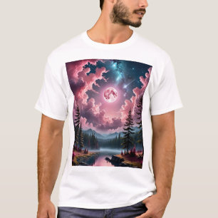 Rosa Måne Fantasy Dreamy Night Himmel Ligcape Tee