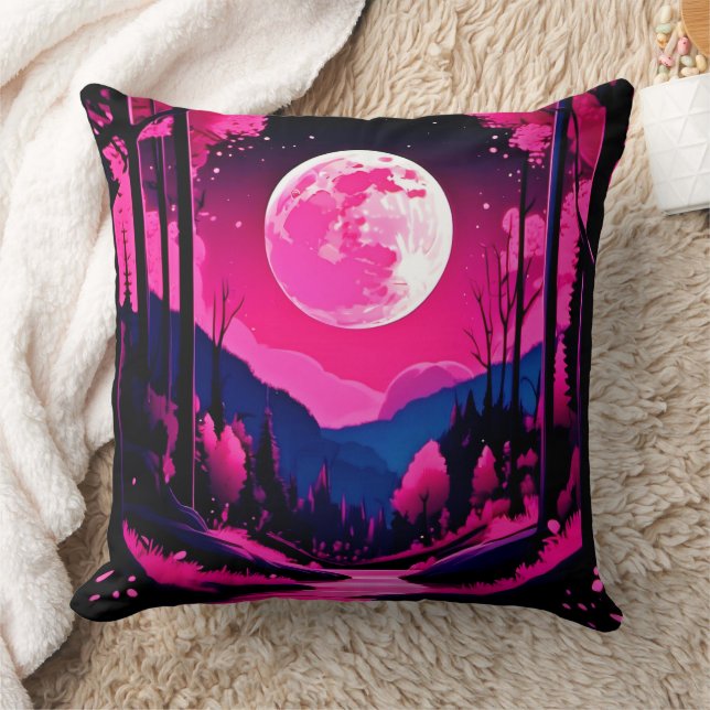 Rosa Måne Fantasy Kudde (Filt)