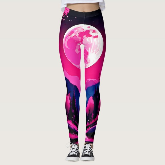 Rosa Måne Fantasy Leggings (Framsida)