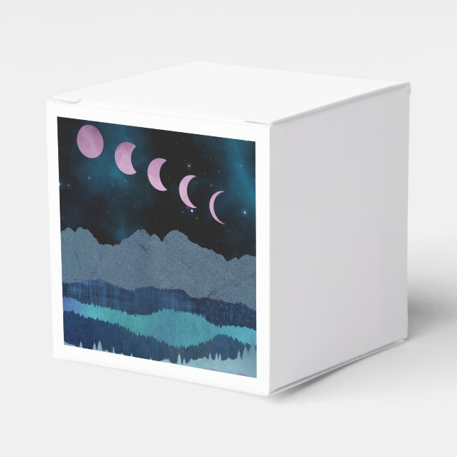 Rosa Måne - liggande faser Presentaskar (Framsidan Sidan)