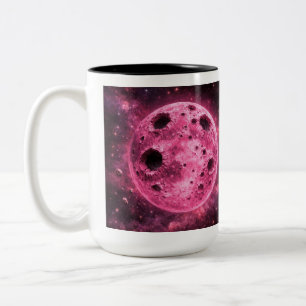 Rosa måne med asteroidhål Två-Tonad mugg
