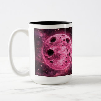 Rosa måne med asteroidhål Två-Tonad mugg