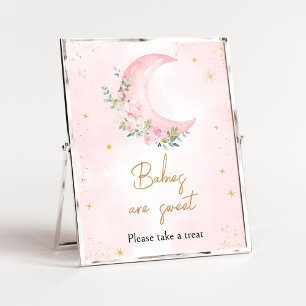 Rosa Måne och Stars Baby Shower Spädbarn är Sweet Poster