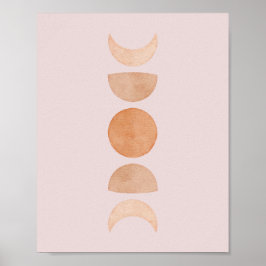 Rosa Måne Phases Wall Art| & Guld Poster
