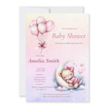 Rosa Måne Sweet Sömnig Baby Bear Themme