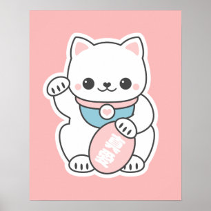 Rosa Maneki Neko Poster