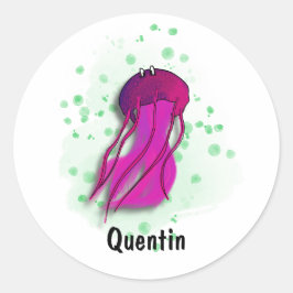 rosa maneter, vattenfärg stil runt klistermärke