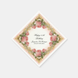 Rosa mangårdsbyggnadfödelsedagsfest för Parisian Pappersservett