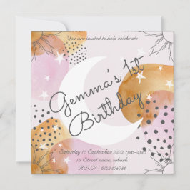 Rosa måninvitation inbjudningar