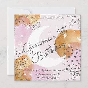 Rosa måninvitation inbjudningar
