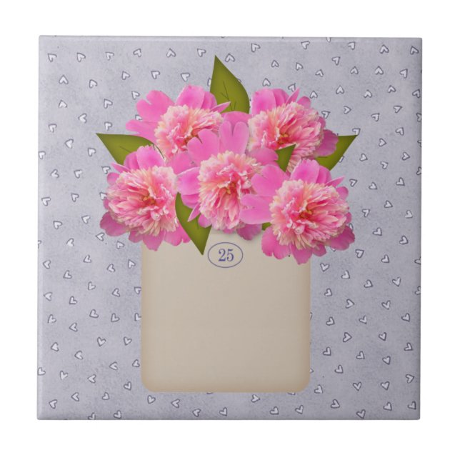 Rosa människor i ett gammalt krockfält kakelplatta (Framsidan)