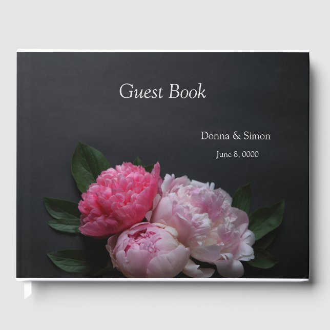 Rosa människor i mörk bröllop gästböcker (Framsida)