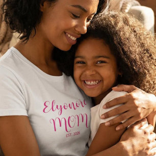 Rosa manus personligt namn etablerad mamma t shirt