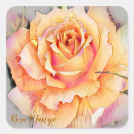 Rosa ‘Manyo’ [Square Seal] Fyrkantigt Klistermärke