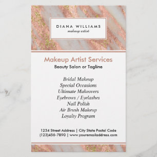 Rosa Marble Abstrakt Makeup Artist Flygblad