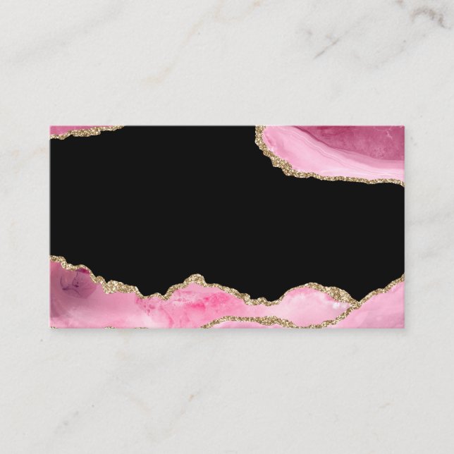 Rosa Marble Agate Elegant Gemstone Golden Glitter Visitkort (Framsida)