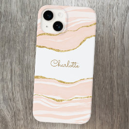  Rosa Marble Agate Guld Glitter Personlig