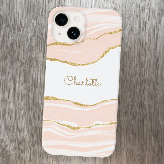 Rosa Marble Agate Guld Glitter Personlig