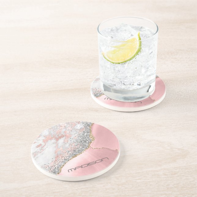 Rosa Marble Agate Underlägg (Sidan)