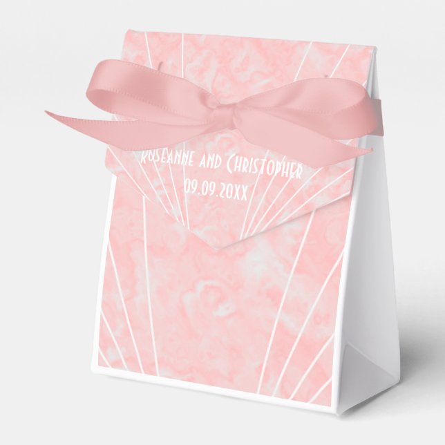 Rosa Marble Art Deco Design Bröllop Presentaskar (Framsidan Sidan)