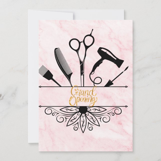 Rosa Marble Beauty Salon Grand Open Inbjudningar (Framsida)