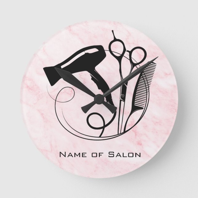 Rosa Marble Beauty Salon Rund Klocka (Framsida)