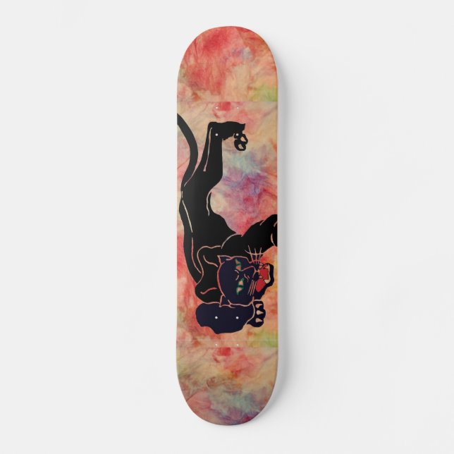 Rosa Marble Black Panther Skateboard (Framsida)