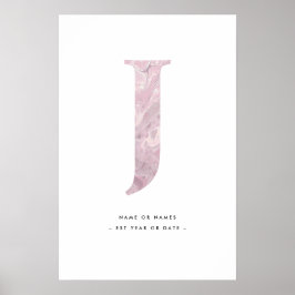 Rosa Marble Brev J Initial w/Personalization Art Poster
