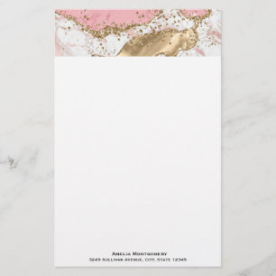 Rosa Marble Design för lyxur Ro Guld Brevpapper