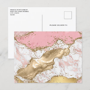 Rosa Marble Design för lyxur Ro Guld Vykort