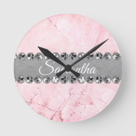Rosa Marble Diamond Bling Fyrkantig Klocka