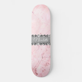 Rosa Marble Diamond Bling Mini Skateboard Bräda 18,5 Cm