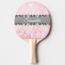 Rosa Marble Diamond Bling Personlig Pingisracket