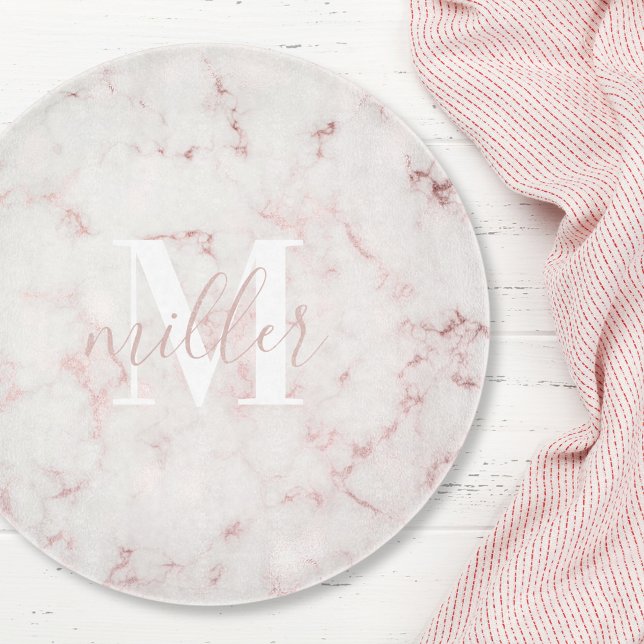 Rosa Marble Family Namn Round Glass (Skapare uppladdad)