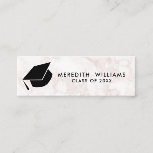 Rosa Marble Grad Cap Studenten Infoga Mini Visitkort