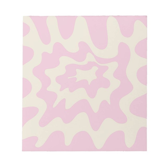 Rosa Marble Groovy Vågigt Rand Modern Vår Anteckningsblock (Framsida)