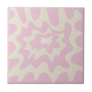 Rosa Marble Groovy Vågigt Rand Modern Vår Kakelplatta