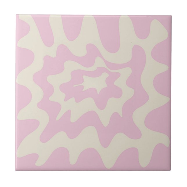 Rosa Marble Groovy Vågigt Rand Modern Vår Kakelplatta (Framsidan)