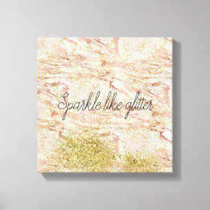 Rosa Marble Guld Confetti Faux Glitter Canvastryck
