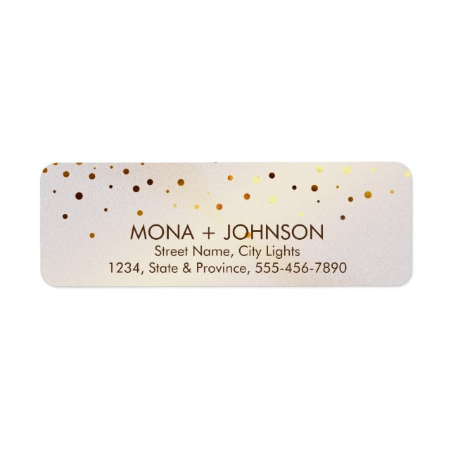Rosa Marble Guld Glitter Gnistra  Confetti Dots Returadress Etikett (Framsidan)