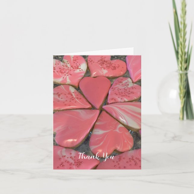 Rosa Marble Heart Cookies Tack (Framsida)