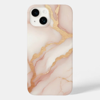  Rosa Marble iPhone 14 Fodral med Guld Veins