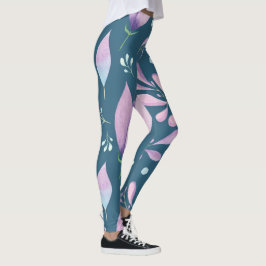 Rosa Marble Leggings - Blommigt Yoga Byxor Kvinnor