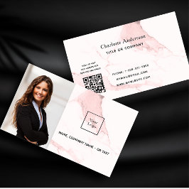  rosa marble-logotyp för bild QR-kod Visitkort