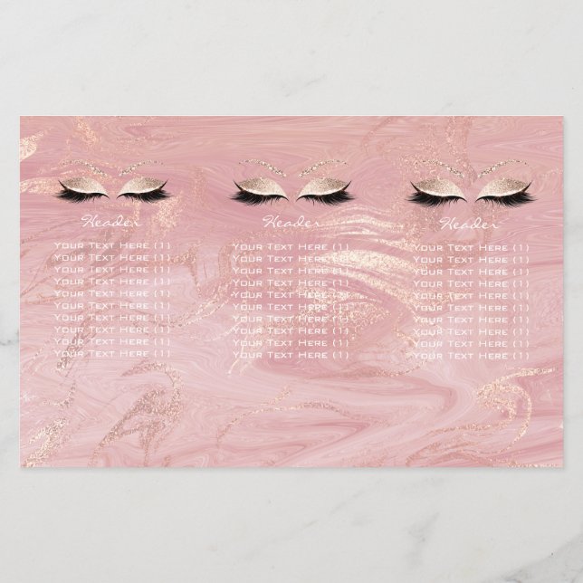 Rosa Marble Makeup Öga Lash DL 3 Bipacksedel Flygblad (Baksidan)