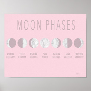 Rosa Marble Måne Phases Poster