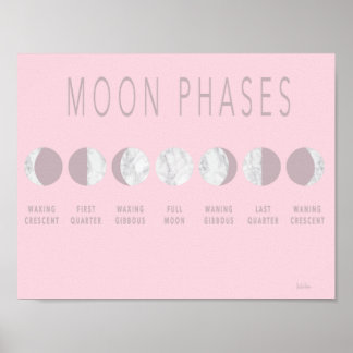 Rosa Marble Måne Phases Poster